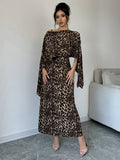 Buy SHEIN Raffinéa Women Leopard Print Hooded Cape Dress Maxi Women Outfit in Pakistan