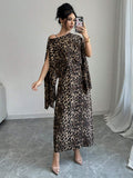 Buy SHEIN Raffinéa Women Leopard Print Hooded Cape Dress Maxi Women Outfit in Pakistan