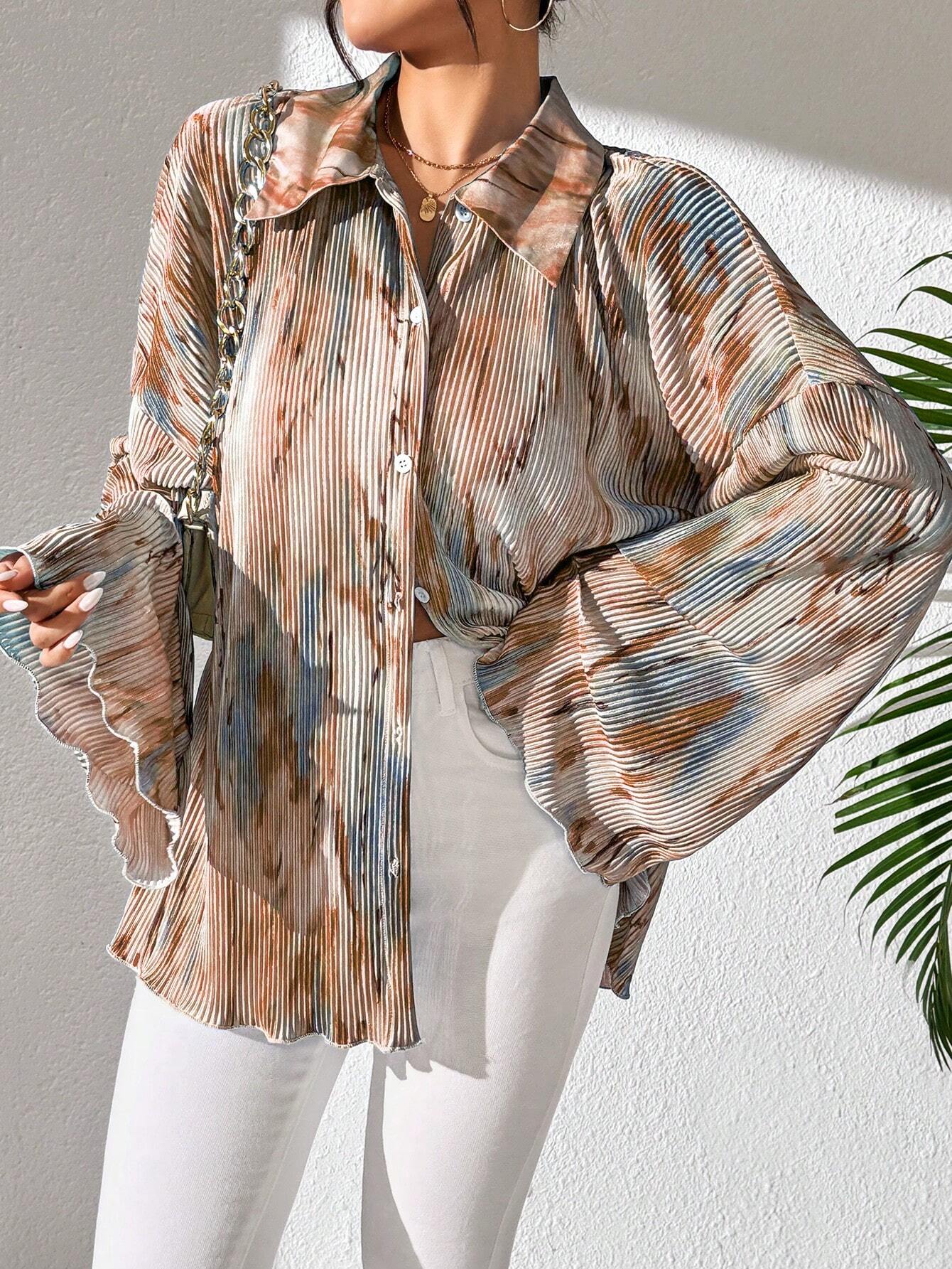 Buy SHEIN Raffinéa Women's Spring/Summer Fashionable Random Printed Flare Sleeve Shirt in Pakistan