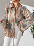 Buy SHEIN Raffinéa Women's Spring/Summer Fashionable Random Printed Flare Sleeve Shirt in Pakistan