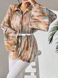 Buy SHEIN Raffinéa Women's Spring/Summer Fashionable Random Printed Flare Sleeve Shirt in Pakistan
