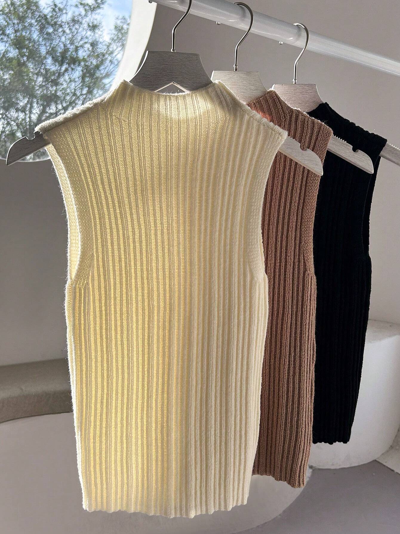 Buy SHEIN Relaxiva 3pcs/Set New Fashion Stretchy Casual Knit Turtleneck Sweater Top Undershirt Set in Pakistan