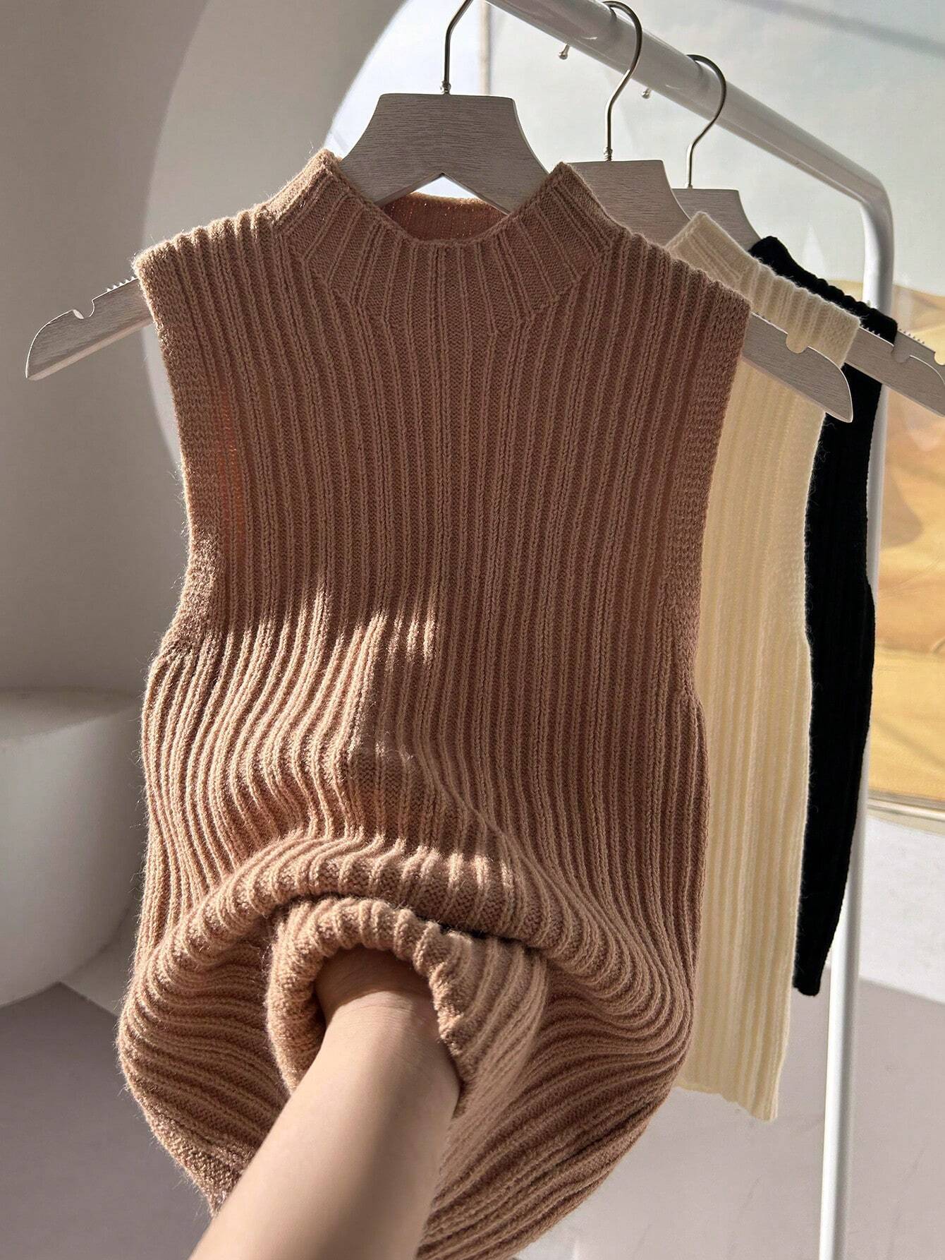 Buy SHEIN Relaxiva 3pcs/Set New Fashion Stretchy Casual Knit Turtleneck Sweater Top Undershirt Set in Pakistan
