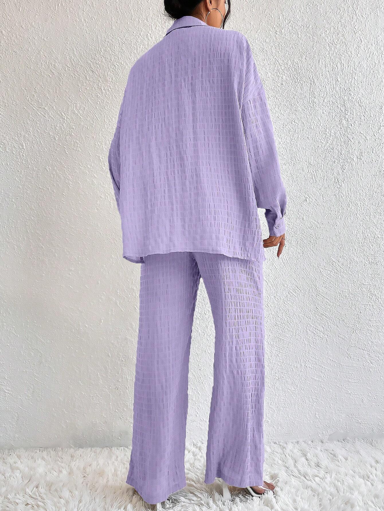 Buy SHEIN Relaxiva Drop Shoulder Shirt & Wide Leg Pants in Pakistan