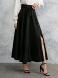 Buy SHEIN Relaxiva Women's Tie-Front High Slit Skirt in Pakistan