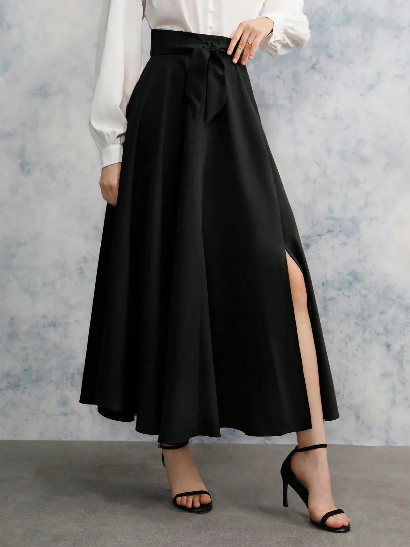 Buy SHEIN Relaxiva Women's Tie-Front High Slit Skirt in Pakistan