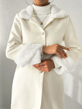 Buy SHEIN Royalia Solid Color Button-Front Long Sleeve Fur Collar Casual JacketSHEIN Royalia Solid Color Button-Front Long Sleeve Fur Collar Casual Jacket in Pakistan