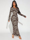 Buy SHEIN SXY Leopard Print Scoop Neck Bodycon Dress in Pakistan