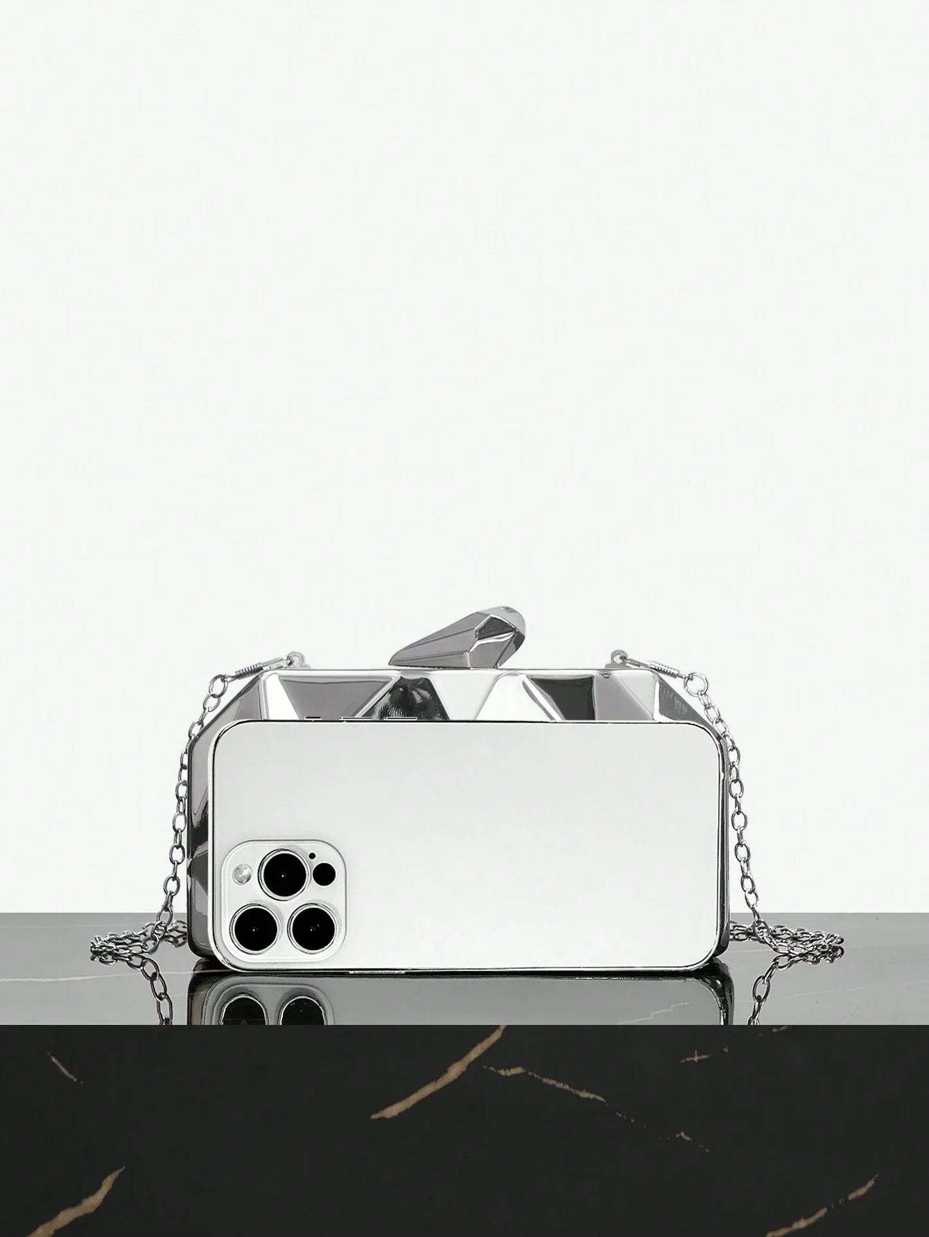 Buy SHEIN SXY Silver Irregular Geometric Shaped Fashion Evening Bag in Pakistan