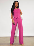 Buy SHEIN SXY Solid Button Front Vest Blazer & Suit Trousers in Pakistan