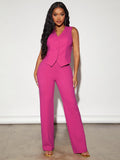 Buy SHEIN SXY Solid Button Front Vest Blazer & Suit Trousers in Pakistan