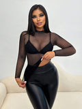 Buy SHEIN SXY Summer Fashionable See-Through Mesh Slim Fit Long Sleeve Top in Pakistan