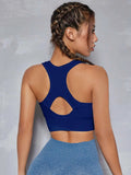 Buy SHEIN Sport Exploreva Cut Out Back Ruched Zip Up Sports Bra in Pakistan