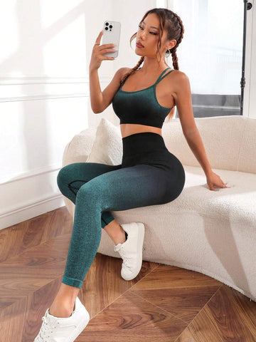 Buy SHEIN Sport Studio Ombre Crisscross Backless Sports Set in Pakistan