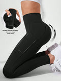 Buy SHEIN Sport Studio Phone Pocket Side Tummy Control Sports Leggings in Pakistan