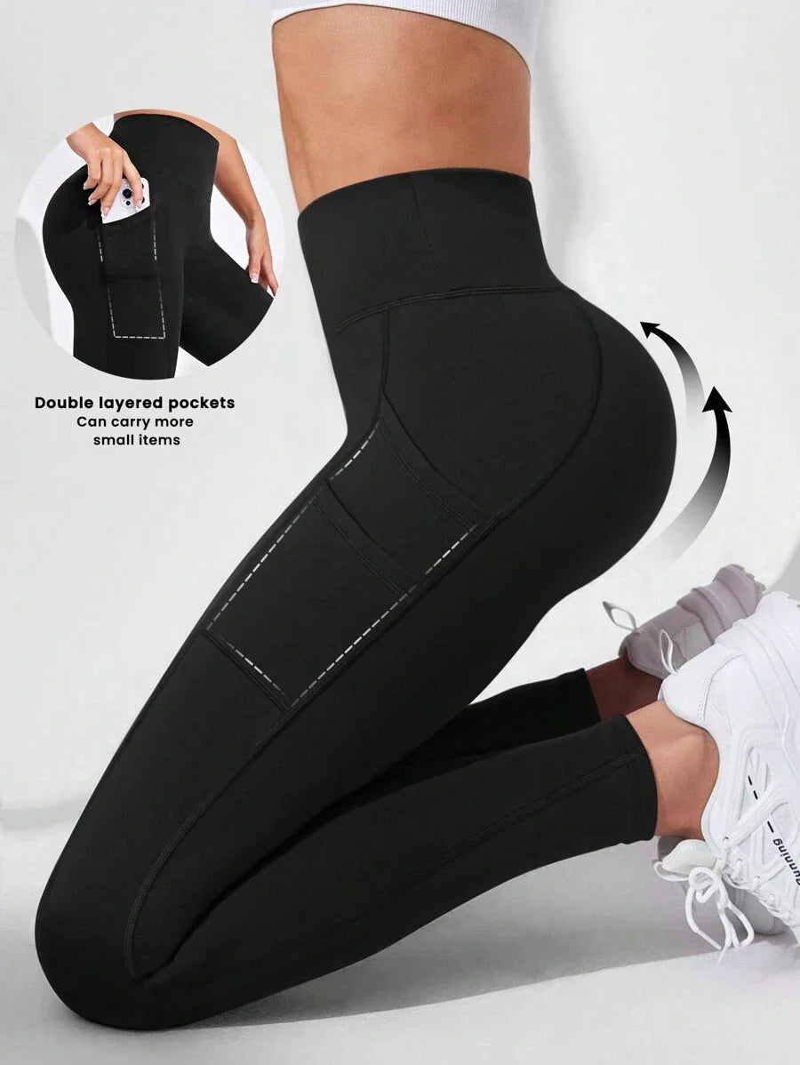 Buy SHEIN Sport Studio Phone Pocket Side Tummy Control Sports Leggings in Pakistan