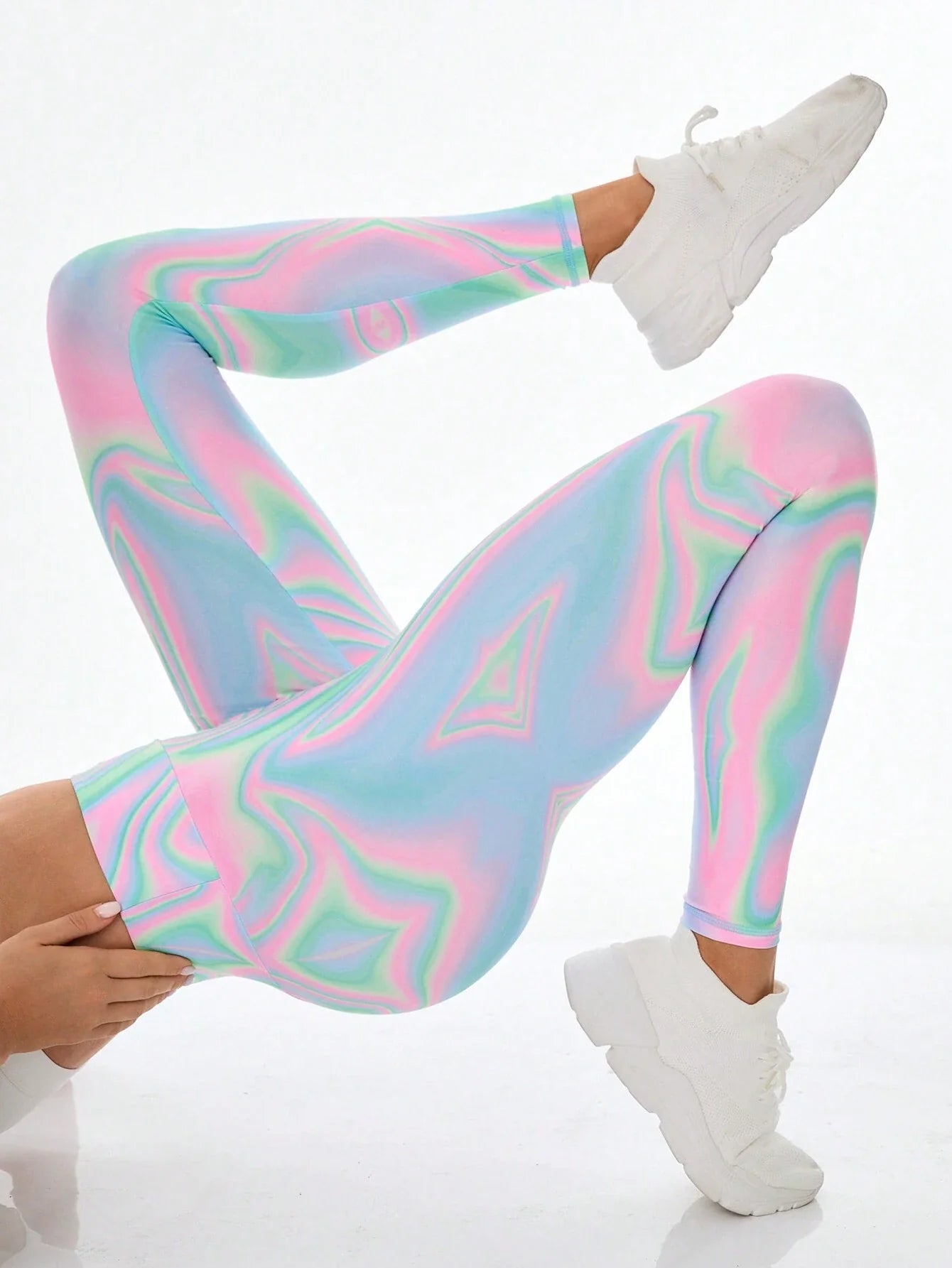 Buy SHEIN Sport Studio Printed Women's Leggings For Outerwear, Slimming And Elastic High Waist Sports Tights in Pakistan