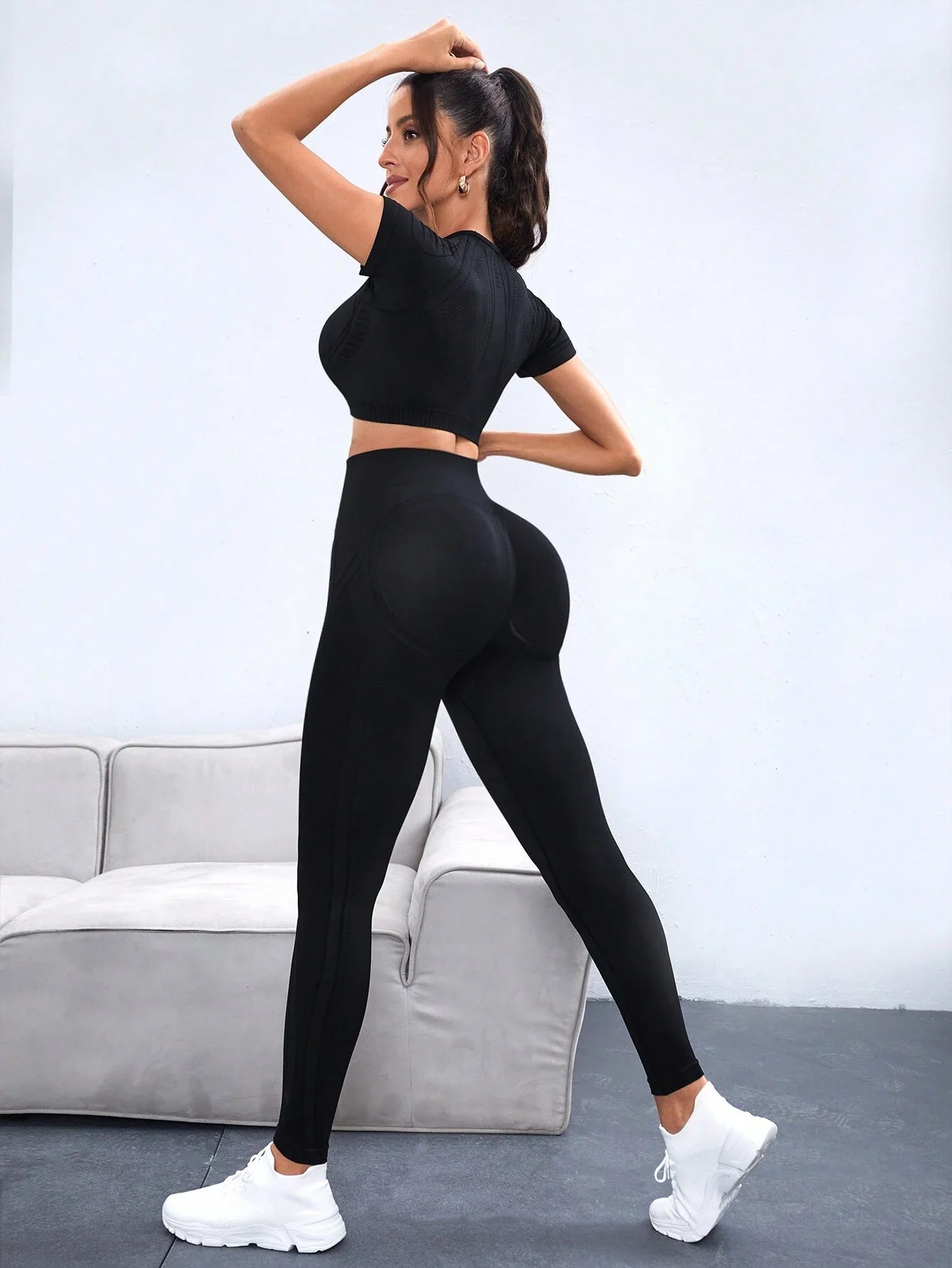 Buy SHEIN Sport Studio Seamless Raglan Sleeve Sports Set Workout Set in Pakistan