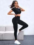 Buy SHEIN Sport Studio Seamless Raglan Sleeve Sports Set Workout Set in Pakistan