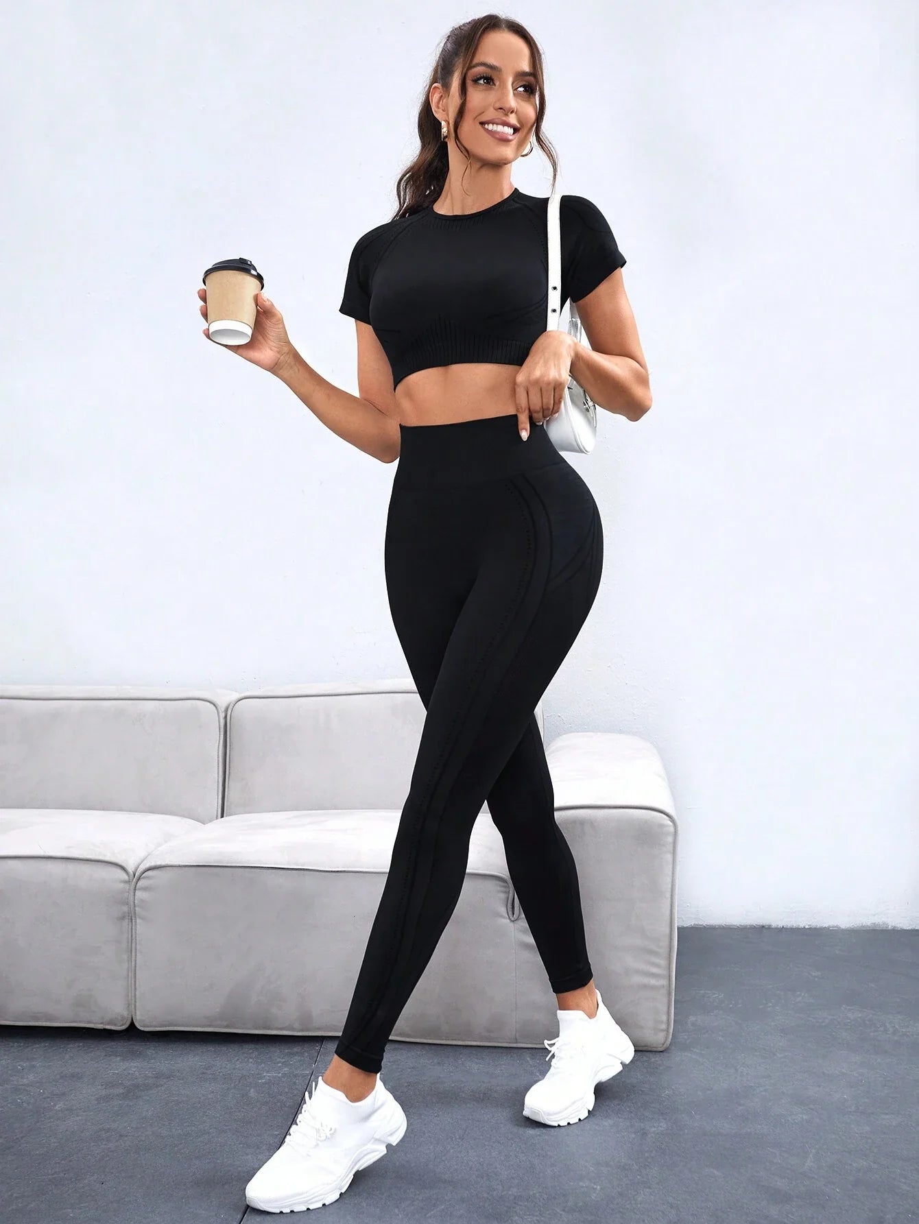 Buy SHEIN Sport Studio Seamless Raglan Sleeve Sports Set Workout Set in Pakistan