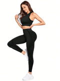 Buy SHEIN Sport Studio Seamless Solid Color Slim Fit Vest And Long Pants Yoga Sportswear Set in Pakistan