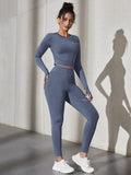 Buy SHEIN Sport Studio Thumb Holes Crop Tee & Letter Graphic Leggings Sports Set Outfit Set in Pakistan