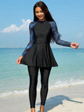 Buy SHEIN Swim Mulvari Summer Beach Women's Plant Print Raglan Long Sleeve Jumpsuit & Long Pants Swimsuit Set in Pakistan