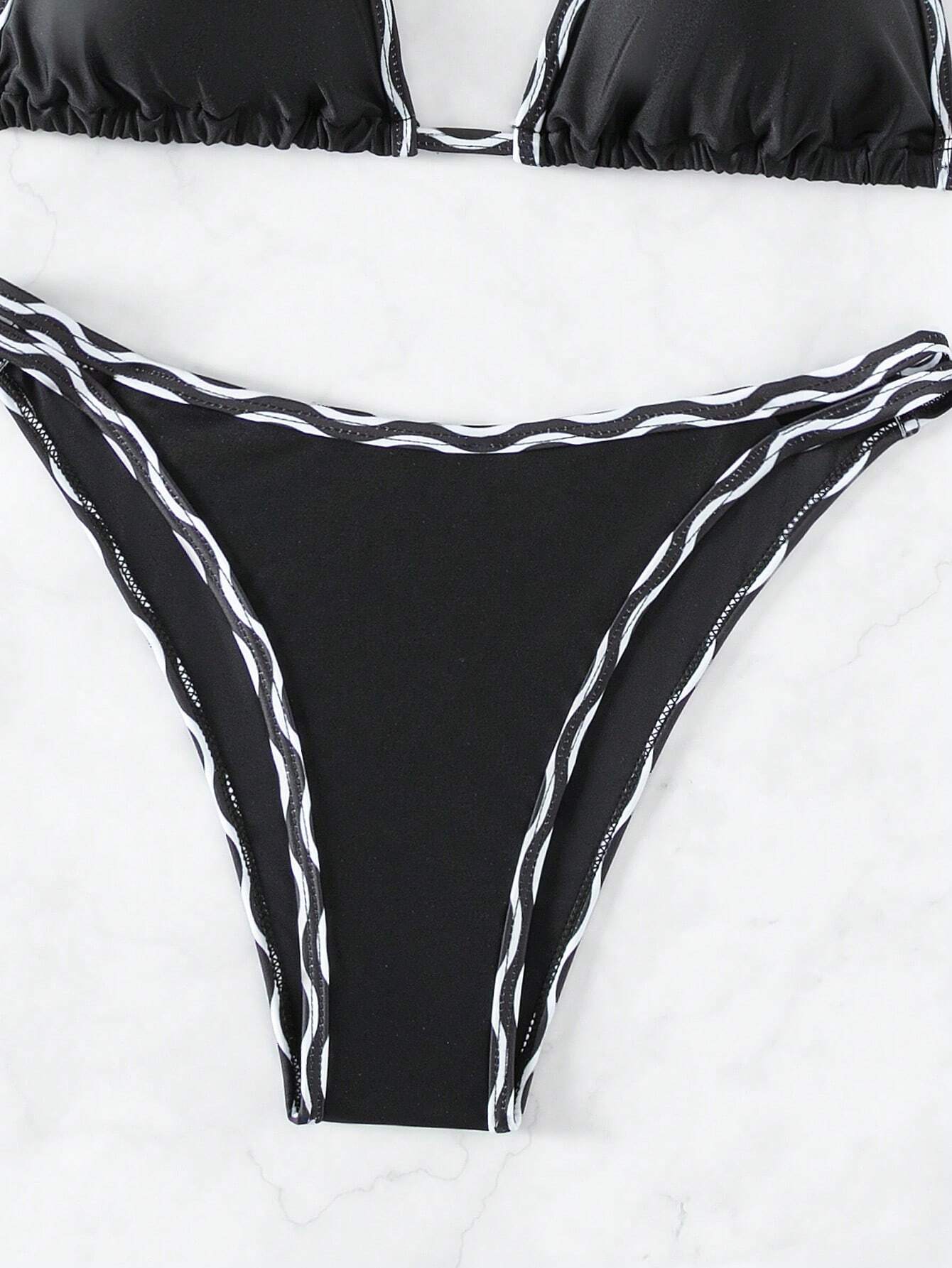 Buy SHEIN Swim Summer Beach Contrast Binding Triangle Bikini Set in Pakistan