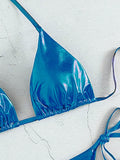 Buy SHEIN Swim Summer Beach Metallic Halter Triangle Tie Side Bikini Set in Pakistan