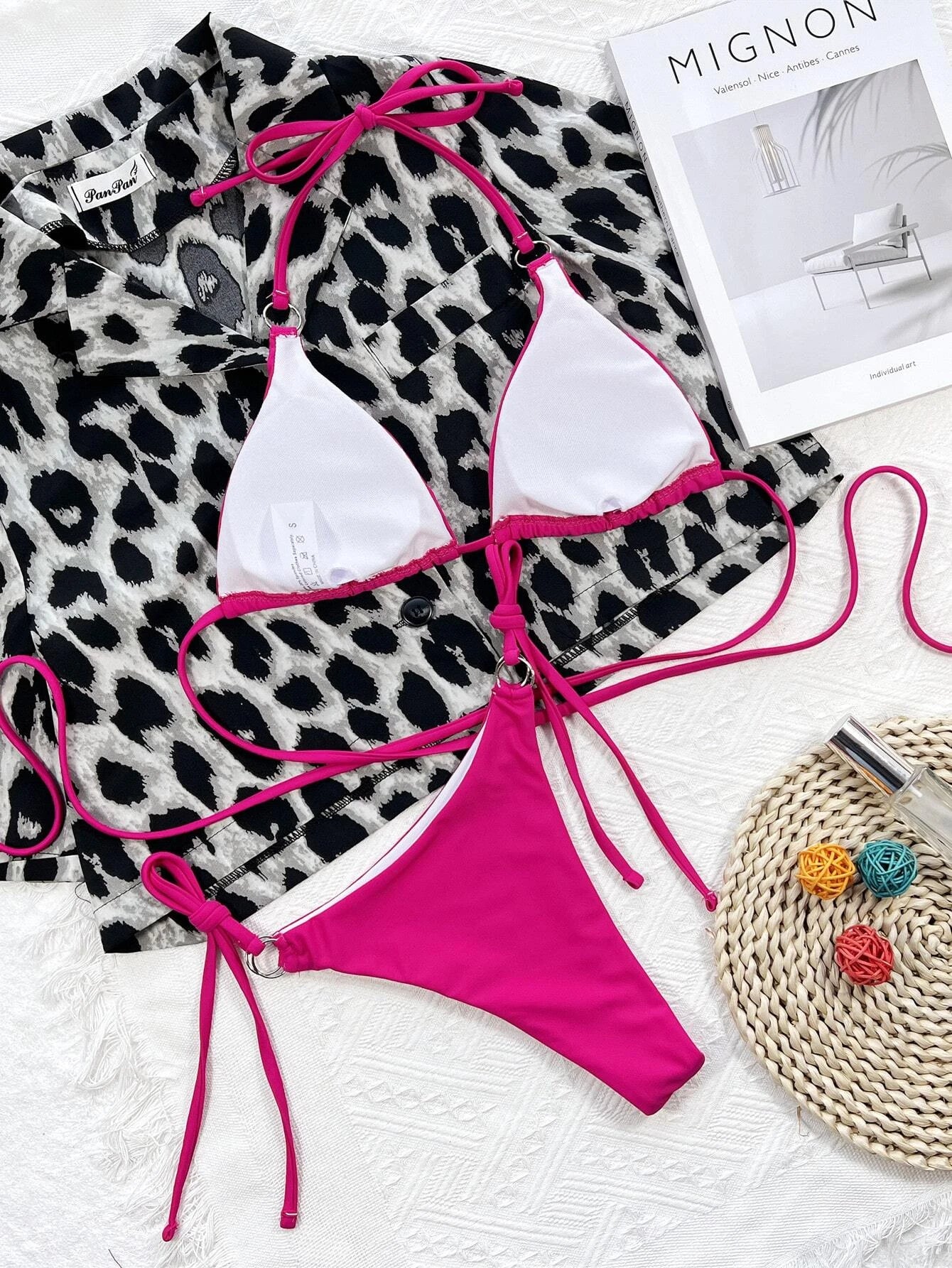 Buy SHEIN Swim Summer Beach Ring Linked Halter Triangle Bikini Swimsuit in Pakistan