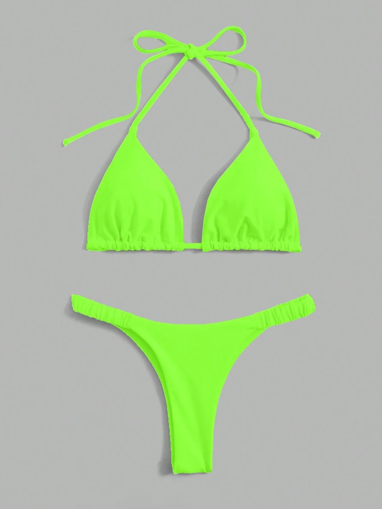 Buy SHEIN Swim Summer Beach Solid Triangle Halter Bikini Set in Pakistan