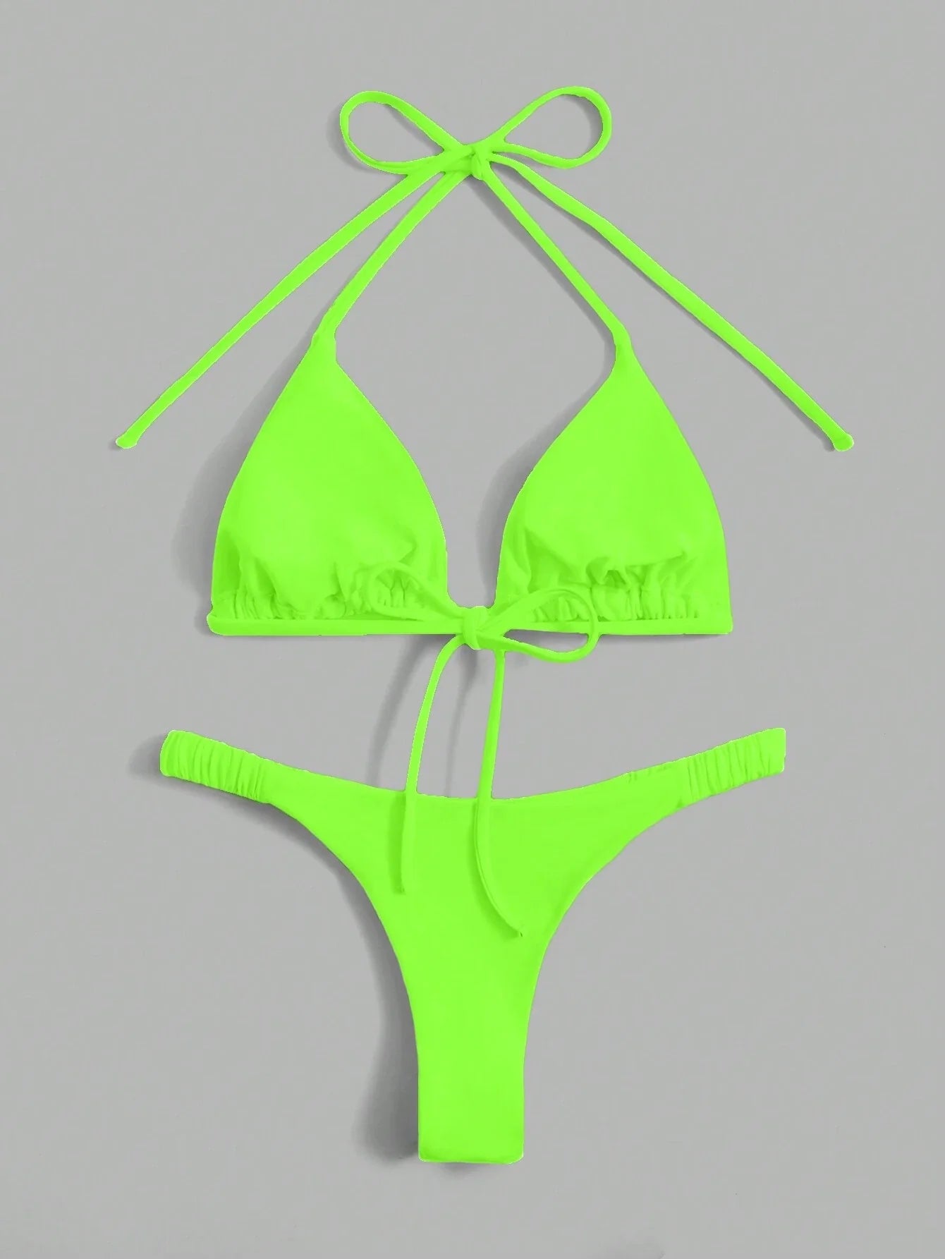 Buy SHEIN Swim Summer Beach Solid Triangle Halter Bikini Set in Pakistan