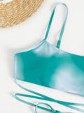 Buy SHEIN Swim Vcay 3pack Ombre Lace Up Bikini Swimsuit & Beach Skirt in Pakistan