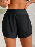 Buy SHEIN Swim Women Summer Beach Solid Elastic Waist Boardshorts in Pakistan