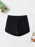 Buy SHEIN Swim Women Summer Beach Solid Elastic Waist Boardshorts in Pakistan