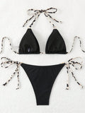 Buy SHEIN Swim Women's Summer Beach Halter Neck Tie Sexy Bikini Set, Random Print in Pakistan