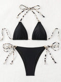 Buy SHEIN Swim Women's Summer Beach Halter Neck Tie Sexy Bikini Set, Random Print in Pakistan