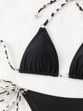 Buy SHEIN Swim Women's Summer Beach Halter Neck Tie Sexy Bikini Set, Random Print in Pakistan