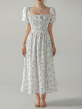 Buy SHEIN Unity Ditsy Floral Print Puff Sleeve Knot Front Dress in Pakistan