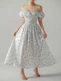 Buy SHEIN Unity Ditsy Floral Print Puff Sleeve Knot Front Dress in Pakistan