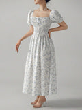 Buy SHEIN Unity Ditsy Floral Print Puff Sleeve Knot Front Dress in Pakistan