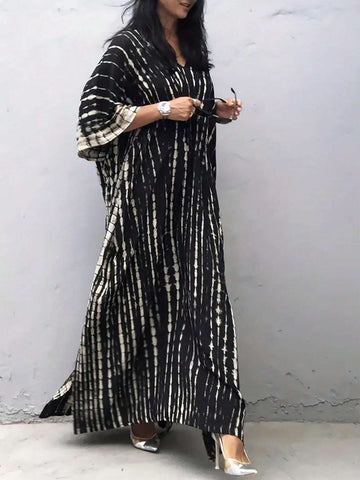 Buy SHEIN Unity Women's All-Over Print V-Neck Dress, Autumn Maxi Women Outfit in Pakistan