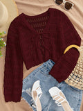 Buy SHEIN VCAY 1pc Women Casual Solid Color Hollow Out Knit Cardigan in Pakistan