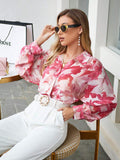 Buy SHEIN VCAY Floral Print Hidden Button Shirt in Pakistan