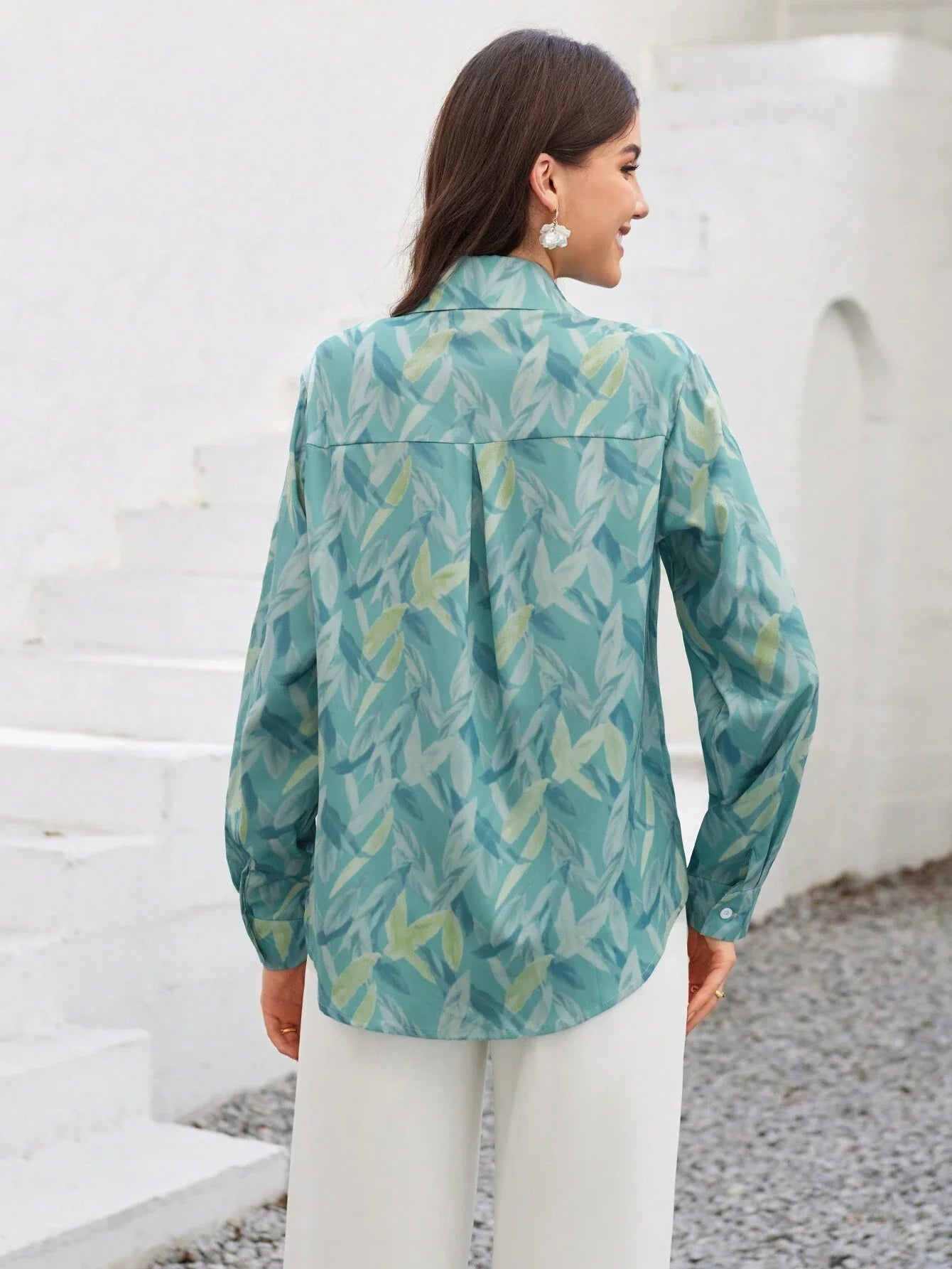 Buy SHEIN VCAY Ladies' Full Printed Long Sleeve Shirt in Pakistan