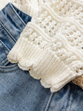 Buy SHEIN VCAY Ladies' Vacation Casual Solid Color Hollow Knitted Crop Cardigan in Pakistan