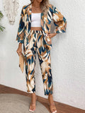 Buy SHEIN VCAY Leaf Print Casual Kimono-Style Summer 2pcs Set in Pakistan