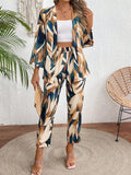 Buy SHEIN VCAY Leaf Print Casual Kimono-Style Summer 2pcs Set in Pakistan