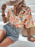 Buy SHEIN VCAY Leaves Print Crop Shirt in Pakistan