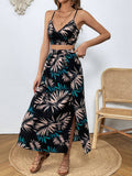 Buy SHEIN VCAY Tropical Print Cami Top & Split Thigh Skirt Two Piece Set in Pakistan